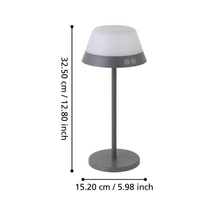 Eglo Meggiano bordlampe med genopladelige batteri grå